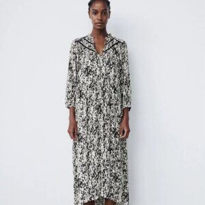 Zara Printed Dress with lace inserts - S
